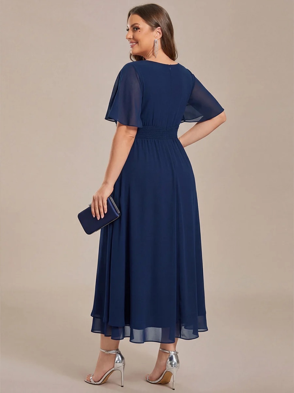 🆕 Plus Size Chiffon Ruffle Sleeve Formal Dress - Picture 2 of 3